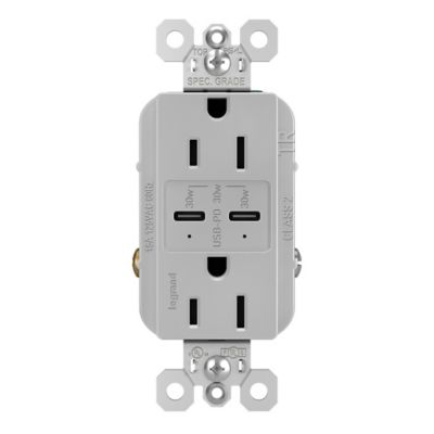 Radiant 15A Tamper Resistant Outlet with USB Type C Ports