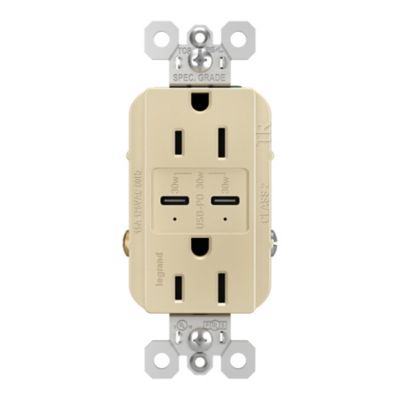 Radiant 15A Tamper Resistant Outlet with USB Type C Ports