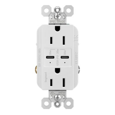 Radiant 15A Tamper Resistant Outlet with USB Type C Ports
