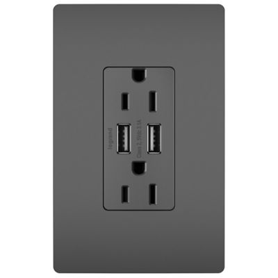 Radiant 15A Tamper Resistant Outlet with USB Ports