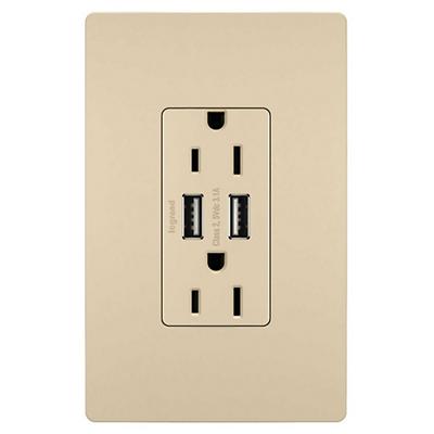 Radiant 15A Tamper Resistant Outlet with USB Ports