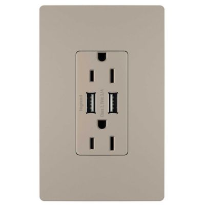 Radiant 15A Tamper Resistant Outlet with USB Ports