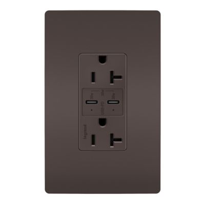 Radiant 20A Tamper Resistant Outlet with USB Type C Ports