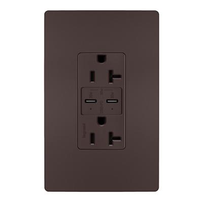 Radiant 20A Tamper Resistant Outlet with USB Type C Ports