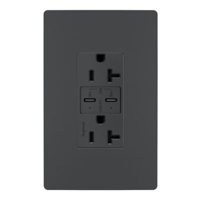 Radiant 20A Tamper Resistant Outlet with USB Type C Ports