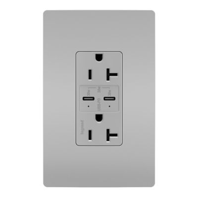 Radiant 20A Tamper Resistant Outlet with USB Type C Ports