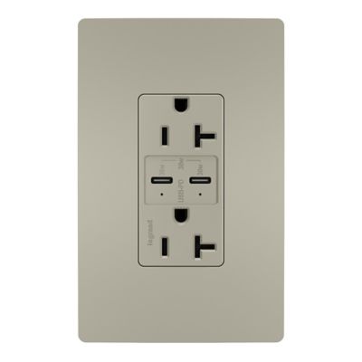 Radiant 20A Tamper Resistant Outlet with USB Type C Ports