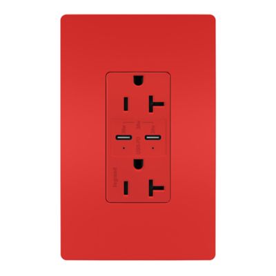 Radiant 20A Tamper Resistant Outlet with USB Type C Ports