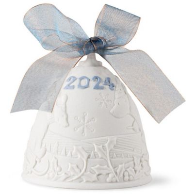 Christmas Bell Ornament (White with Blue) - OPEN BOX