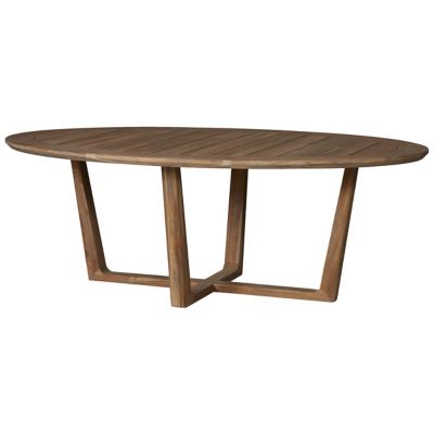 Teak Oval Sled Base Outdoor Dining Table