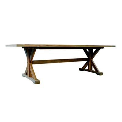 Teak Rectangular Trestle Base Outdoor Dining Table