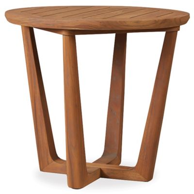 Teak 24” Round Sled Base End Table - Thumbnail 3