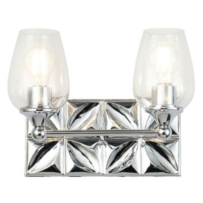 Epsilon Vanity Light (Chrome w/Seedy Glass|2 Light)-OPEN BOX