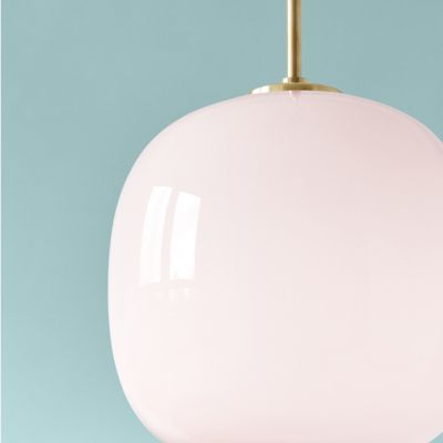 Shown in Brushed Brass finish, Pale Rose shade, Detail view