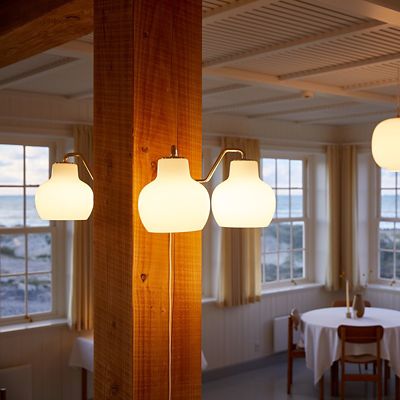 Shown in Satin Polished Brass finish, 2 Light, in use