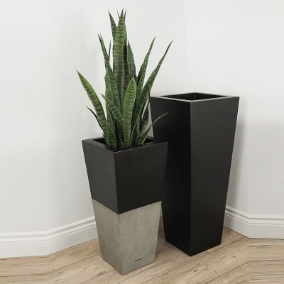 PurePots Luis Tall Tapered Cube Fiberglass Planter - 4203TS