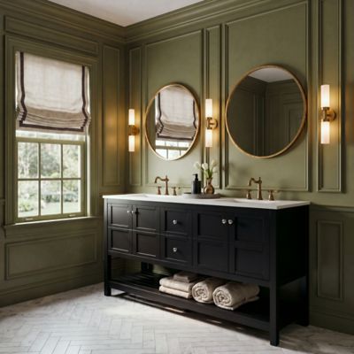 Shown in Polished Brass Finish, 18 inch, lit, in use