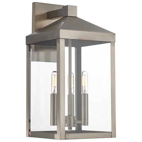 James 3 Light Clear Glass Outdoor Wall Sconce