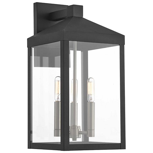 James 3 Light Clear Glass Outdoor Wall Sconce