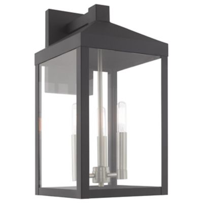 James 3 Light Clear Glass Outdoor Wall Sconce