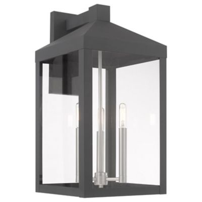 James 3 Light Clear Glass Outdoor Wall Sconce