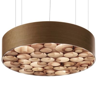 Spiro Solid Wood LED Drum Pendant