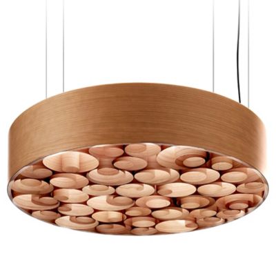 Spiro Solid Wood LED Drum Pendant