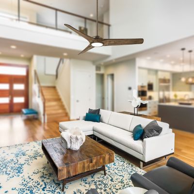 Shown in Aged Boardwalk Fan Blade Finish, lit