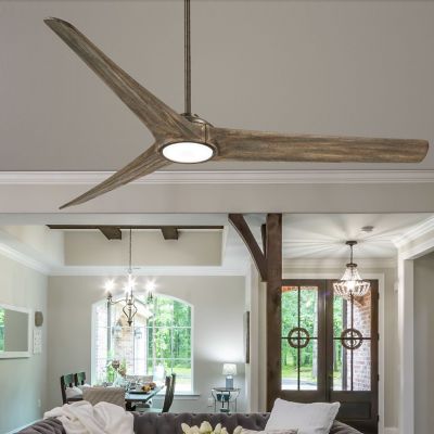 Shown in Aged Boardwalk Fan Blade Finish, lit