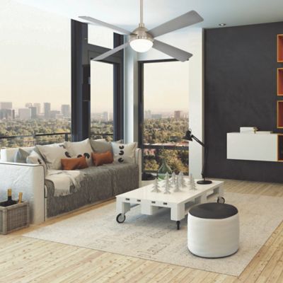 Shown in Brushed Steel & Brushed Nickel with Silver Blades, in use