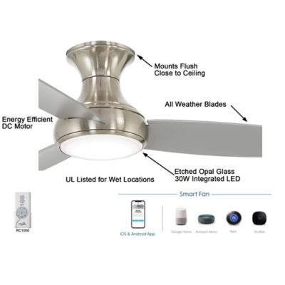 Minka-Aire Concept III 54 Inch Hugger Ceiling Fan With LED Light - Coal Black, Remote Control, Smart DC Motor