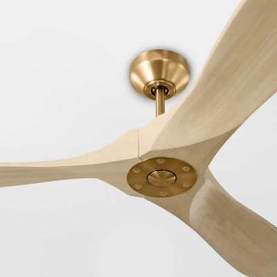 Showin in Burnished Brass with Washed White Oak Fan Body and Blade Finish, 52 Inch size, Detail view