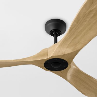Shown in Midnight Black with Natural Honey Fan Body and Blade Finish, 52 Inch size, Detail view