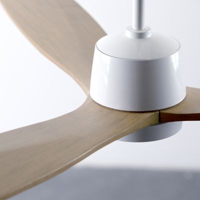 Shown in Gloss White with Mahogany Blades Fan Body and Blade finish, Detail view, No Light Light Option