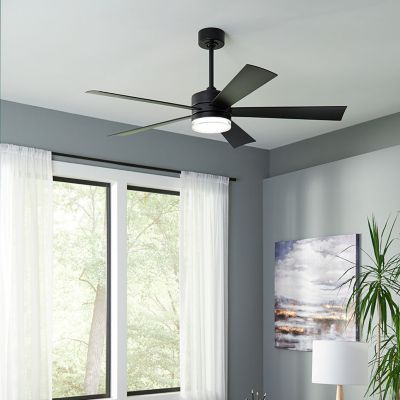 Shown in Matte Black fan body and blade finish, 52 size, Light Kit, in use