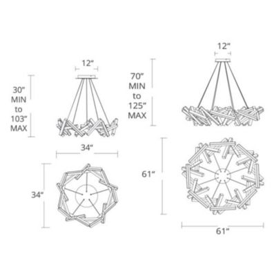 Modern Forms Chaos 61W Aged Brass 31-Light LED Chandelier