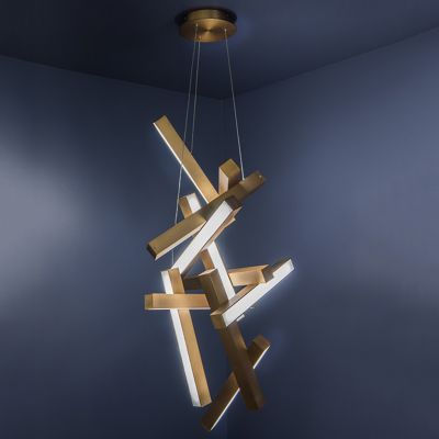 Shown in Aged Brass finish, 49-Inch size, lit