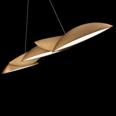 Shown in Aged Brass finish, Detail view, in use, lit