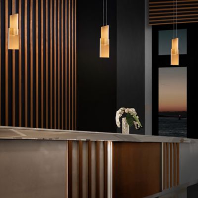 Shown in Aged Brass finish, in use, Small size, lit