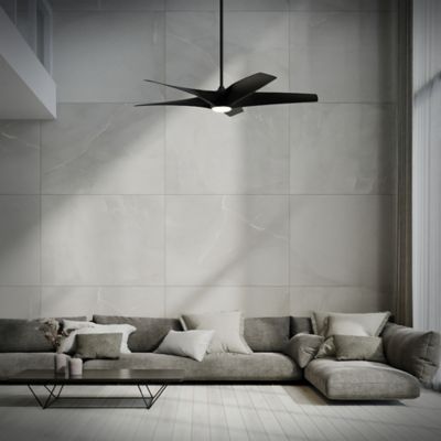 Shown in Matte Black fan body and blade finish, in use, lit