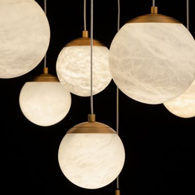 Shown in Aged Brass finish with 9 Light option, Detail view