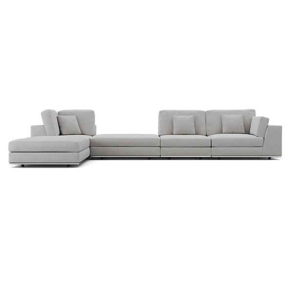 Perry Right-Facing Arm Extended Corner Sofa with Ottoman