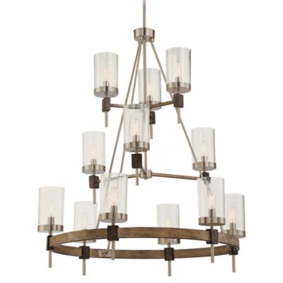 Gothic Form Brass 2 Tier 12 Light Chandelier