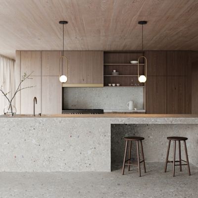 Shown in Brushed Brass finish, Small Size, in use, lit