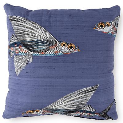 Embroidered Flying Coral Fish Decorative Pillow Cover
