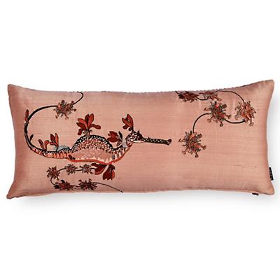 Embroidered Blooming Seadragon Decorative Pillow Cover