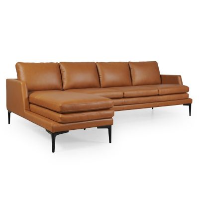 Modern Mix Contemporary Designed Leather Sofa Set With Chaise-Lounge