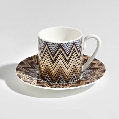 Zig Zag Coffee Cup & Saucer, Set of 2