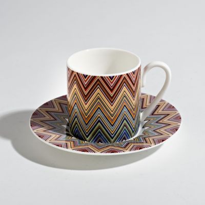 Zig Zag Coffee Cup & Saucer, Set of 2