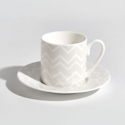 Zig Zag Coffee Cup & Saucer, Set of 2